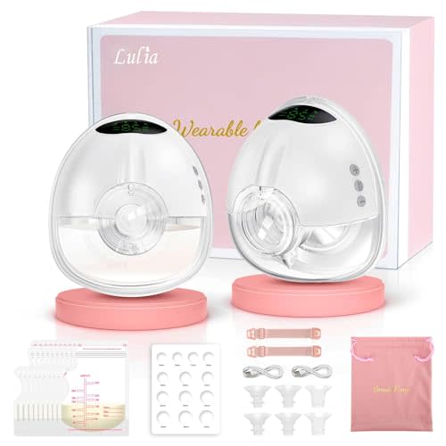 Lulia Breast Pump Hands Free, Wearable Breastfeeding Pump with 4 Mode and 9 Level, Strong Suction, Painless, Anti-Backflow, BPA Free, Portable Electric Breast Pumps with 17/19/21/24MM Flanges