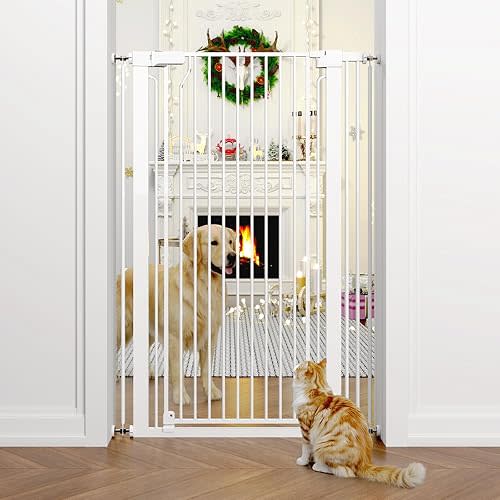 51" Extra Tall Cat Gate 28.5"-35" Wide, Auto Close, Pressure Mounted, for Cats & Small Dogs, Hallway, Stairs, Kitchen,Pet Gate,White