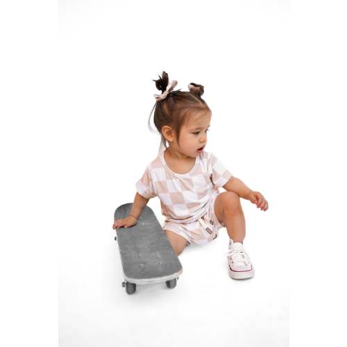 Bummie Two Piece Set in Salt + Sand Checkered