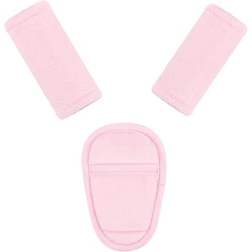 SWESEN Baby Car Seat Strap Covers, 3 Piece Soft Car Seat Strap Shoulder Pads for Baby Girls Boys, Double-Sided Use carseat Straps Covers for Stroller, Car Seats, Pushchair, Pink