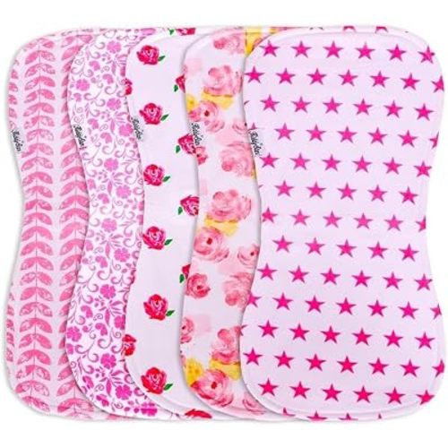 KiddyStar Premium 5-Pack Organic Cotton Burp Cloths for Newborns & Infants