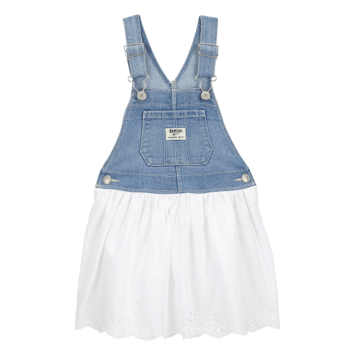 Baby Stretch Denim Eyelet Jumper Dress