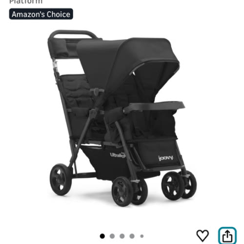 Joovy Caboose Too Ultralight Graphite Stand-On Double Stroller with Universal Car Seat Adapter, 3-Way Reclining Seats, Option to Use Rear Seat, Bench Seat, or Standing Platform