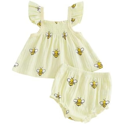 Newborn Baby Girl Clothes Floral Ruffle Sleeveless Tank Tops Dress Bloomers Shorts Set Infant Cute Summer Outfits