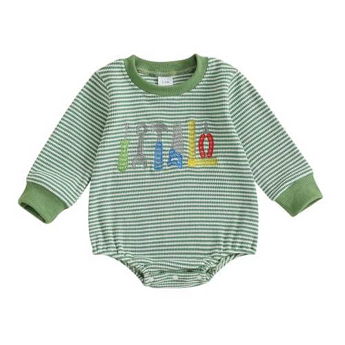 xkwyshop Newborn Baby Boy Fall Outfit Truck/Tool Long Sleeve Sweatshirt Bubble Romper Waffle Knit Striped Bodysuit Clothes