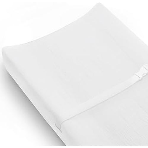 Changing Pad Cover for Baby Girls Boys, Muslin Changing Table Pad Covers with Boho Style, Neutral Color Soft and Breathable (White)