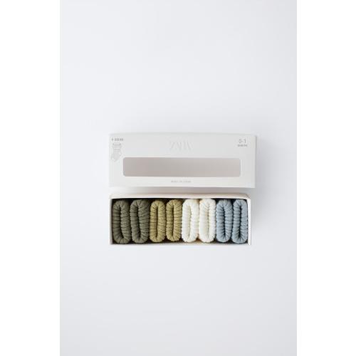 (1-6 months) FOUR-PACK OF SOCKS IN VARIOUS COLORS - Mid-green | ZARA United States