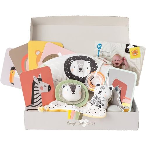 Taf Toys Newborn Developmental Toy Kit, Perfect for Boys and Girls, Includes 12 Essential Boy and Girl Toys for Learning and Stimulation, Ideal New Baby Gift Basket