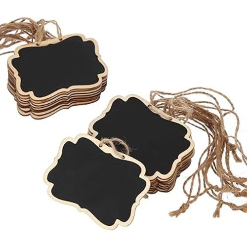 Boao 20 Pcs Wooden Mini Chalkboard Signs Chalkboard Hanging Labels, Ideal Price Tags, Message Boards, Black