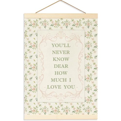 Pink Vintage Wildflower Nursery Decor Banner For Girls, Baby Girl Room Decor, Toddler Girl Room Decor, Playroom, You'll Never Know, Dear, How Much I Love You Hanging Flag Banner