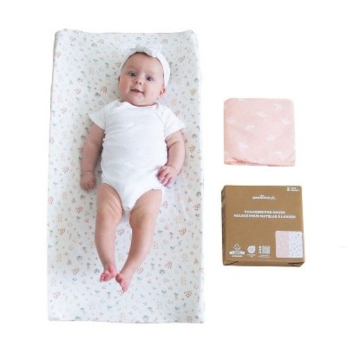 The Peanutshell Pink Bouquet, Field Floral Organic Cotton Changing Pad Covers for Baby Girls, 2 Pack
