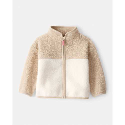 Baby Girl Color Block Microfleece Zip-Up Jacket - Brown - OshKosh B'gosh | Carter's