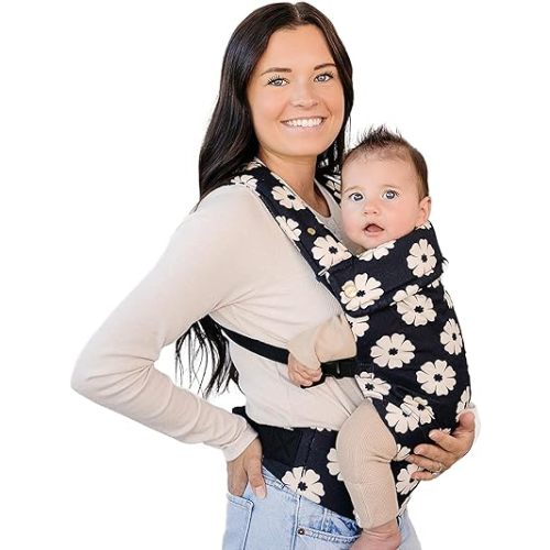 Ergonomic Hip-Healthy Baby Carrier Floral, Front-Back Carry, 7-35 lbs Black