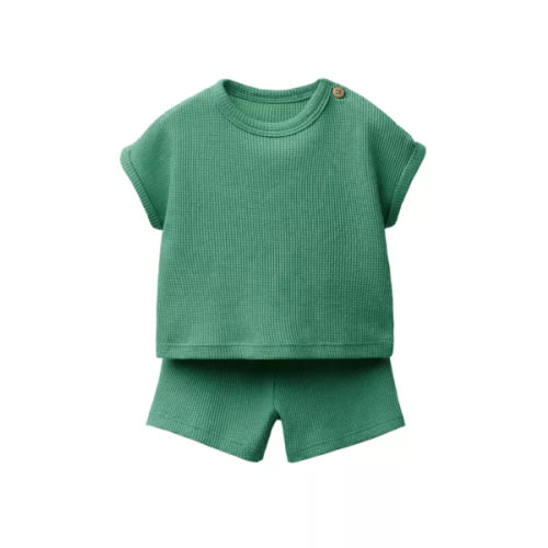 PLAIN WAFFLE T-SHIRT AND BERMUDA SET - Green | ZARA United States