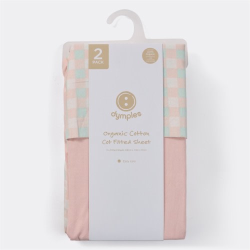 Dymples Fitted Cot Sheet 2 Pack - Pink