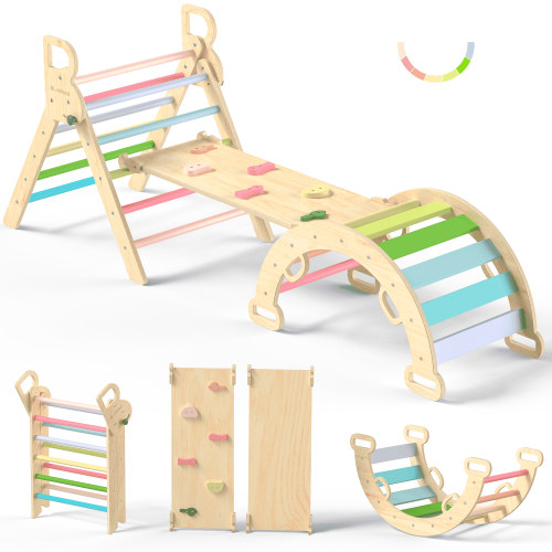 Buballino Pikler Triangle Set, 8 in 1 Foldable Indoor Jungle Gym