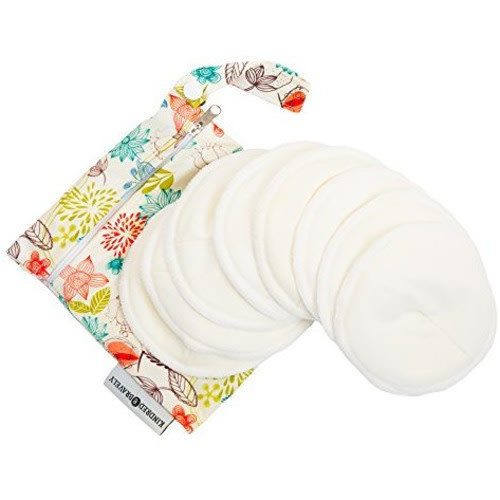 Organic Washable Breast Pads 8 Pack | Reusable Nursing Pads for Breastfeeding with Carry Bag
