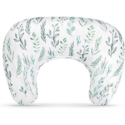 DILIMI Nursing Pillow Cover, Soft Stretchy Nursing Cover for New-Designed Breastfeeding Pillow, Removable Slipover for Baby Boy and Girls, Green Leaf Only Cover