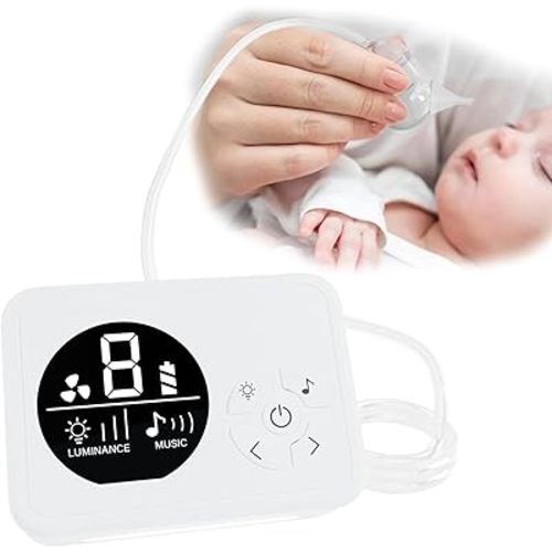 Nasal Aspirator for Baby Electric Nose Suction 9 Levels Suction Night Light and Nursery Rhyme Soothing Function (White, Small)