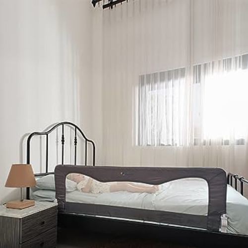 Bed Safety Rails for Toddlers - Bed Rail Guard for Queen, King, Full Szie, Twin Mattress Bed (Grey, 59Wx23.5H Inch (Long Extra Tall))