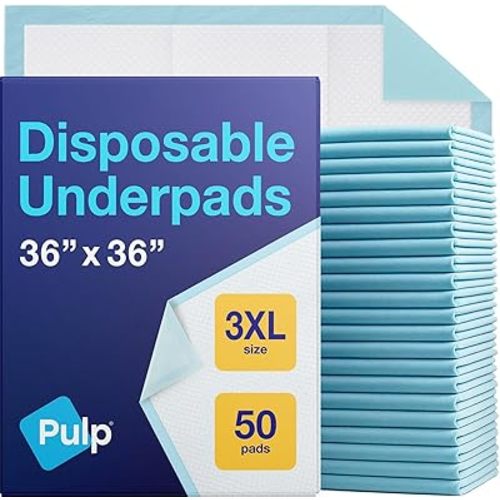 50 x PULP Incontinence Underpads 36" x 36" | XXXL Bed Pads Disposable Adult | Super Absorbency Chux Pads for Adults, Children & Babies | Incontinence Bed Pads & Pee Pads | FSA & HSA Eligible