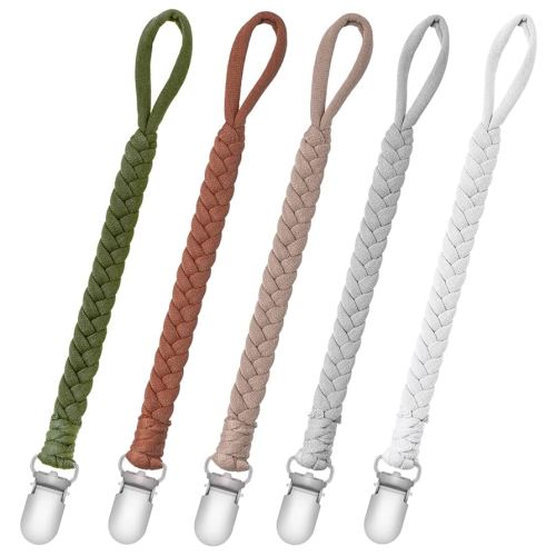 Pacifier Clip for Boys and Girls Binky Holder Pacifier Holder Leash Smoother Clip 100% Handmade Braided Fits All Pacifiers -Modern Unisex Baby Birthdays Gift(5 Pack)