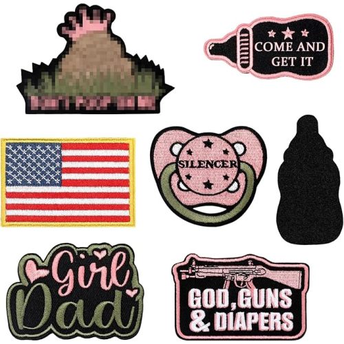6 Pcs Daddy Tactical Patches Hook and Loop Patch for Dad Tactical Patches Include Pacifier, Bottle, and Flag for Hats Coats Diaper Bags Father's Day Gift(Girl Daddy,Pink)