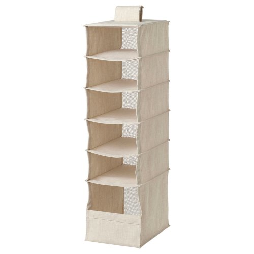 PURRPINGLA Hanging storage/6 compartments - textile/beige 8 5/8x13 3/8x31 1/2 "