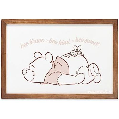 Disney Winnie the Pooh Bee Brave Kind Sweet Framed Wood Wall Decor - Cute Winnie the Pooh Wall Art for Kids' Bedroom or Nursery Decor