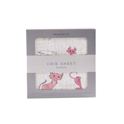 Playful Kitty Bamboo Muslin Crib Sheet