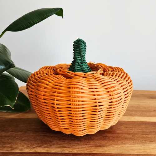 Rattan Wicker Pumpkin Basket | Halloween Gift | Handmade Pumpkin | Nursery Toys | Kids Room Decor | AtolyeAruv Design |  Decorative Lighting