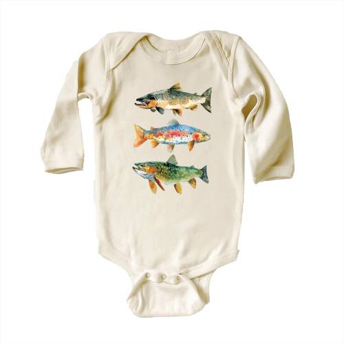 Trout Fishing Baby Bodysuit, Cute Fish Baby Shirt, Funny Fishing Toddler Sweatshirt,  Fisherman Gift, Outdoor Kids Outfit