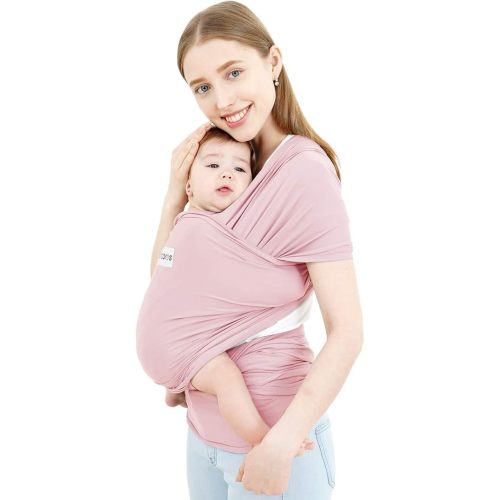 Acrabros Baby Wrap Carrier,Hands Free Baby Carrier Sling,Lightweight,Breathable,Softness,Perfect for Newborn Infants and Babies Shower Gift,Pink