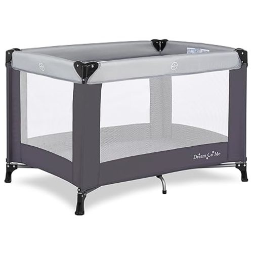 Dream On Me Nest Portable Baby Playard, Lightweight Foldable Travel Play & Nap Space with Carry Bag, Breathable Mesh Sides for Infants & Toddlers, Compact Indoor Outdoor Use, Grey