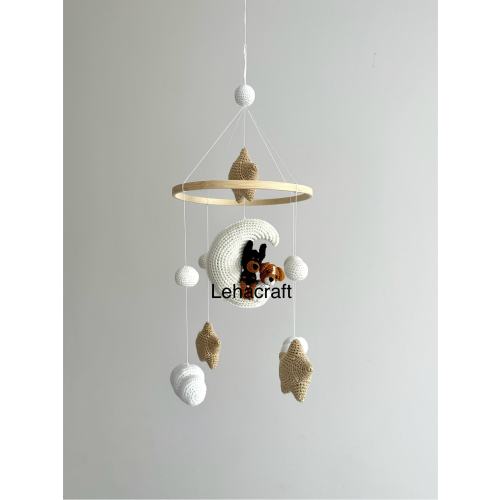 Crochet custom dog cat baby mobile , custom dogs play with clouds baby nursery, custom cats baby mobile, cute gift for baby