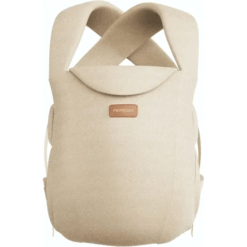 Momcozy Newborn Carrier WeeSnug- Lightweight and Cozy Comfort for 7-25 lbs, Ergonomic Cross-Back Support, Effortless to Put On, Hands-Free Baby Carrier with Lumbar Support, Khaki