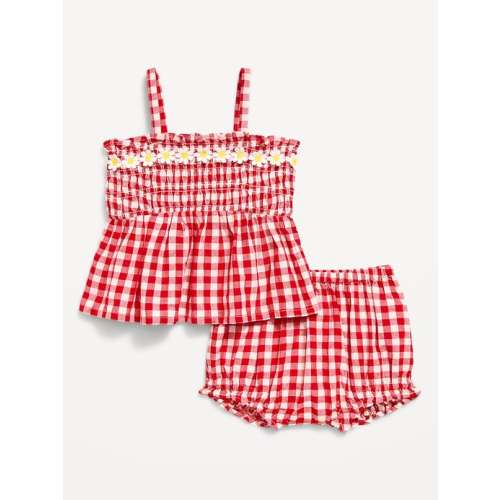Sleeveless Smocked Peplum Top and Shorts Set for Baby