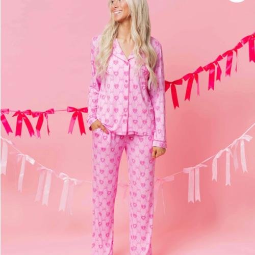 Barbie™ Bowtique Women's Long Sleeve Collar Shirt & Pants Pajama Set