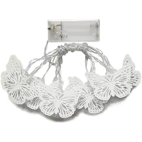 Penfly 1.65M 10LEDs Metal Decorative Butterfly Shape Fairy Mood Night Light for Home Indoor Bedroom Babyroom Child Wedding Warm White