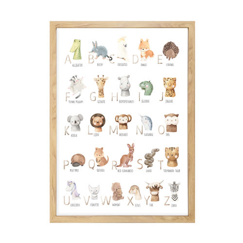 Animal Alphabet Framed Paper Print Wall Art