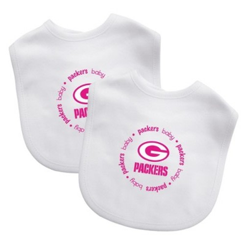 BabyFanatic Officially Licensed Pink Unisex Cotton Baby Bibs 2 Pack - NFL Green Bay Packers
