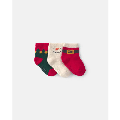 Baby Boy 3-Pack Santa Christmas Booties - Red/White/Green | Carter's