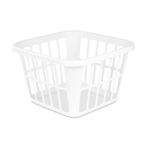 1.25bu Laundry Basket White - Brightroom™: Plastic Clothes Hamper with Built-In Handles, Medium Size, Portable Storage