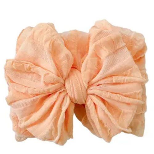 Peach Ruffled Headband Bow