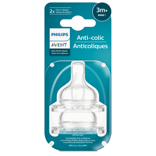AVENT 2PK NIPPLES ANTI-COLIC MED FLOW (3 month)
