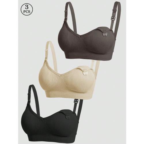 Nurtura™ 3pc Maternity Nursing Bra Set – Breastfeeding Bras for Comfort & Support