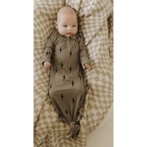 Bamboo Knotted Gown | Brown & Black Lightning Bolt
