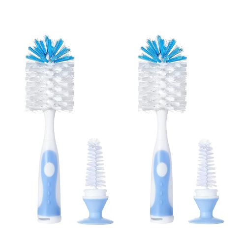 Multifunctional Cleaning Brush, Baby Bottle Brush, Bottle Brush Cleaner, Rotate The Suction Cup to Obtain The Small Bristle Brushes, Set X, Blue, Nylon and Nylon Brush