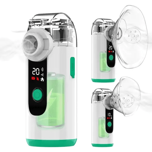 Hand-held Nebulizer for Respiratory System, Portable Nebulizer with Self-Clean Mode, Rechargeable Nebulizer for Home Office Travel