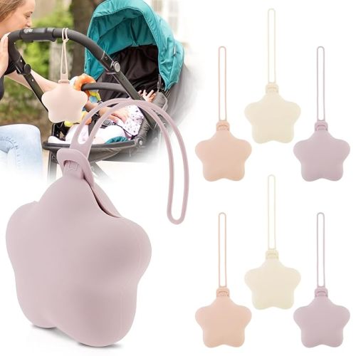 3 Pack Silicone Pacifier Holder Case, Safe and Soft Material, Pacifier Pouch Portable Pacifier Case with Stretchy Lanyard, Protective Pacifier Storage Case for Diaper Bag Stroller Travel